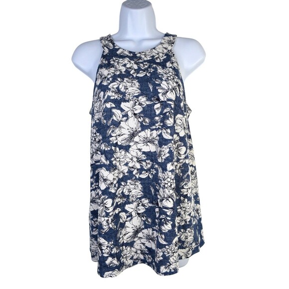 Fortune + Ivy Tops - Fortune + Ivy Top Womens S Blue Floral Sleeveless Halter Neck Keyhole Back
